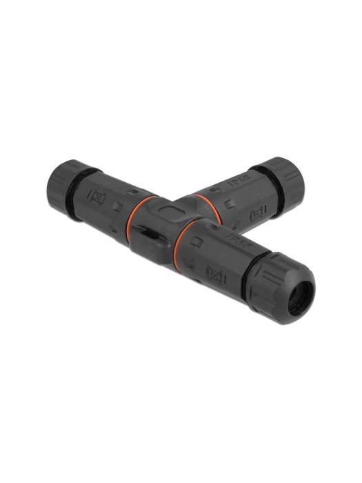 Delock Manchon de raccordement IP68, Pièce en T, 3 broches, 4.5 à 7.5 mm noir