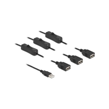 Delock USB-A Stecker zu 3x USB-A Buchse,1m, Mit Schalter,1m,Schwarz Delock USB-A Stecker zu 3x USB-A Buchse,1m, Mit Schalter,1m,Schwarz