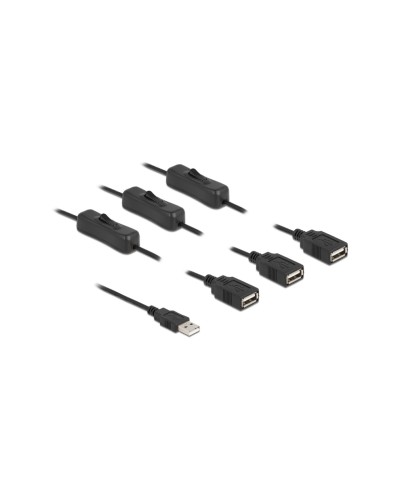 Delock Câble USB USB-A mâle vers 3x USB-A femelle Avec interrupteur