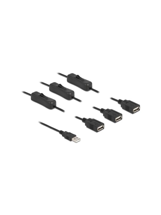 Delock Câble USB USB-A mâle vers 3x USB-A femelle Avec interrupteur