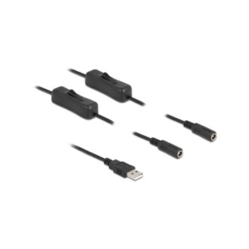 Delock USB-AStecker zu 2x DC 5.5x2.1mm,1m, Mit Schalter,1m,Schwarz Delock USB-AStecker zu 2x DC 5.5x2.1mm,1m, Mit Schalter,1m,Schwarz