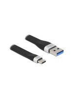 Delock USB3.2 Gen1 Flachbandcable, A-C, 10Gbps, 13.5cm, Farbe: silver/black 