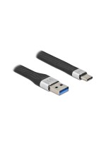 Delock USB3.2 Gen1 Flachbandcable, A-C, 5Gbps,14cm, Farbe: silver/black 