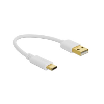 Delock USB Ladekabel Typ-A zu Type-C, 15cm, Stecker zu Stecker, weiss