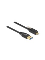 Delock USB3.2 Gen1 cable Typ-A for C, 1.5m, Stecker/Stecker, black , Schraube oben