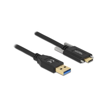 Delock USB3.2 Gen1 cable Typ-A for C, 2m, Stecker/Stecker, black , Schraube seitlich Delock USB3.2 Gen1 cable Typ-A for C, 2m, Stecker/Stecker, black , Schraube seitlich