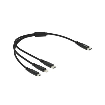 Delock USB Ladekabel 3 in 1 USB Type-C, zu Lightning/ Micro USB/ USB Type-C, 30cm