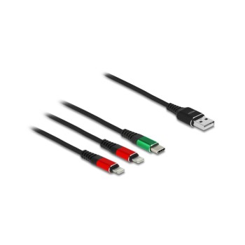 Delock USB2.0-Ladekabel 3 in 1, 1m, Typ-A zu 2x Lightning / USB Type-C Delock USB2.0-Ladekabel 3 in 1, 1m, Typ-A zu 2x Lightning / USB Type-C