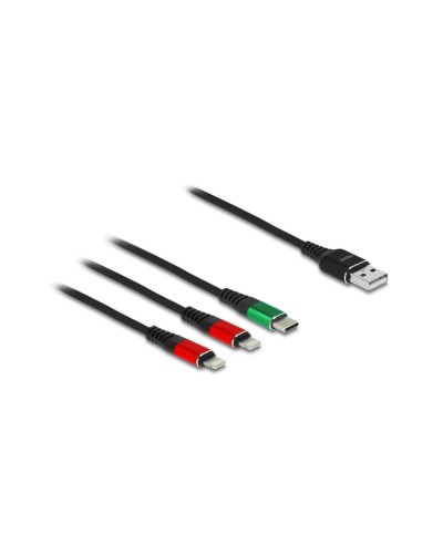 Delock Câble chargeur USB USB A - Lightning/USB C 1 m