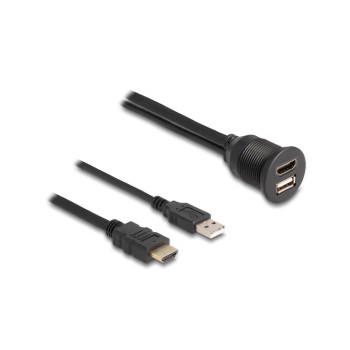 Delock HDMI A-Stecker&USB2 Typ-A Stecker,1m, for HDMI-A Buchse&USB2 Typ-A Buchse Delock HDMI A-Stecker&USB2 Typ-A Stecker,1m, for HDMI-A Buchse&USB2 Typ-A Buchse