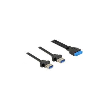 Delock USB3.0 Pfostenbuchse 2.00mm 19 Pin, 2x USB 3.0 Typ-A Buchse zum Einbau, 80cm Delock USB3.0 Pfostenbuchse 2.00mm 19 Pin, 2x USB 3.0 Typ-A Buchse zum Einbau, 80cm