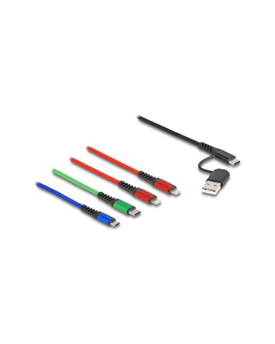 Delock Câble chargeur USB USB A/USB C - 2x Lightning/Micro-USB B/USB C