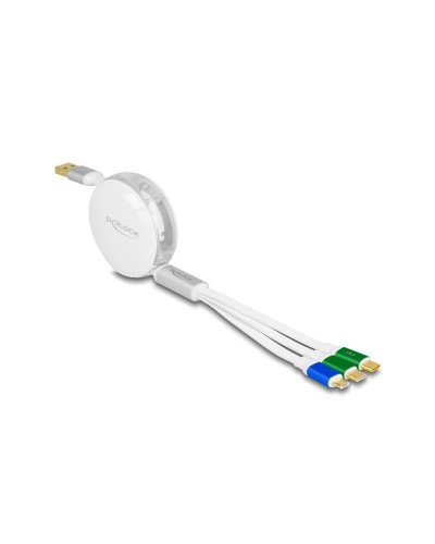 Delock Câble USB 2.0 USB A – Micro-USB B/2x USB C 1.13 m, Blanc