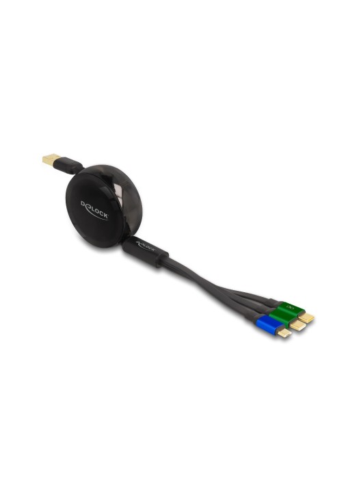 Delock Câble USB 2.0 USB A – Micro-USB B/2x USB C 1.13 m, Noir
