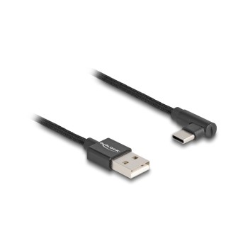 Delock USB2.0 Kabel Typ-A zu Typ-C, schwarz, Stecker/Stecker, gewinkelt, 0,5m