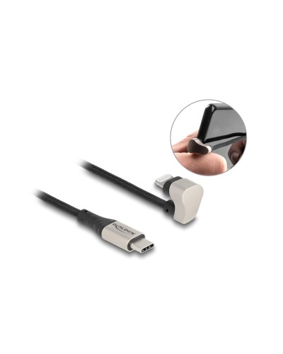 Delock Câble USB 2.0 coudé à 180 USB C - Lightning 2 m