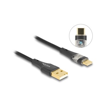 Delock USB 2.0 Type-A zu Type-C, Stecker-Stecker, 60W, 1m, transparent Delock USB 2.0 Type-A zu Type-C, Stecker-Stecker, 60W, 1m, transparent