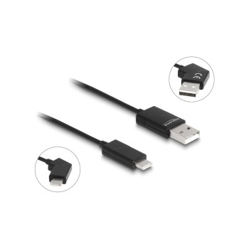 Delock USB2.0 Kabel Typ-A zu Typ-C, schwarz, Stecker/Stecker, drehbar, 1.2m