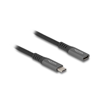 Delock USB-C Verlängerungskabel, Stecker zu Buchse, 1m, 100w, grau Delock USB-C Verlängerungskabel, Stecker zu Buchse, 1m, 100w, grau
