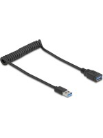 Delock USB3.1 Spiralcable A-A 40-60cm, Typ-A Stecker for Typ-A Stecker, black 