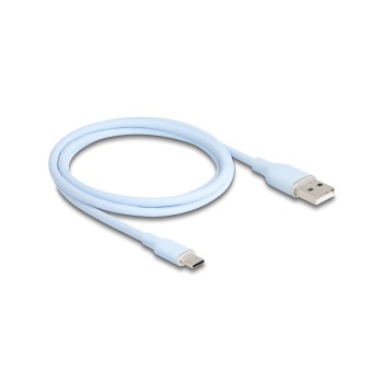 Delock USB-Kabel A-C, 1.0m, Silikon Kabel, blau, USB 2.0, 3A Delock USB-Kabel A-C, 1.0m, Silikon Kabel, blau, USB 2.0, 3A