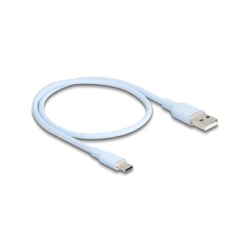 Delock USB-Kabel A-C, 0.5m, Silikon Kabel, blau, USB 2.0, 3A Delock USB-Kabel A-C, 0.5m, Silikon Kabel, blau, USB 2.0, 3A