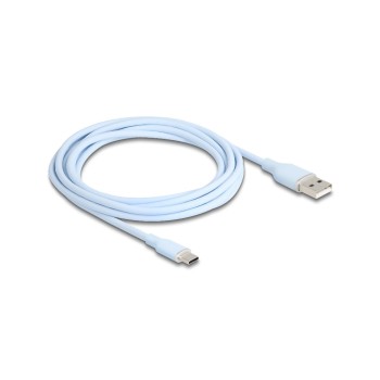Delock USB-Kabel A-C, 2.5m, Silikon Kabel, blau, USB 2.0, 3A Delock USB-Kabel A-C, 2.5m, Silikon Kabel, blau, USB 2.0, 3A