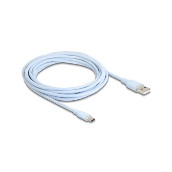 Delock USB-Kabel A-C, 4.0m, Silikon Kabel, blau, USB 2.0, 3A Delock USB-Kabel A-C, 4.0m, Silikon Kabel, blau, USB 2.0, 3A
