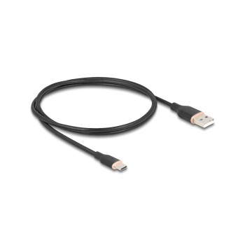 Delock USB-Kabel A-C, 1.0m, Silikon Kabel, schwarz, USB 2.0, 3A Delock USB-Kabel A-C, 1.0m, Silikon Kabel, schwarz, USB 2.0, 3A