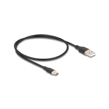 Delock USB-Kabel A-C, 0.5m, Silikon Kabel, schwarz, USB 2.0, 3A Delock USB-Kabel A-C, 0.5m, Silikon Kabel, schwarz, USB 2.0, 3A