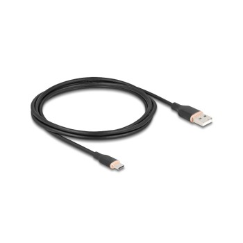 Delock USB-Kabel A-C, 2.5m, Silikon Kabel, schwarz, USB 2.0, 3A Delock USB-Kabel A-C, 2.5m, Silikon Kabel, schwarz, USB 2.0, 3A