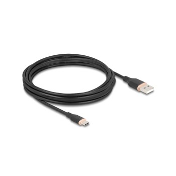 Delock USB-Kabel A-C, 4.0m, Silikon Kabel, schwarz, USB 2.0, 3A Delock USB-Kabel A-C, 4.0m, Silikon Kabel, schwarz, USB 2.0, 3A
