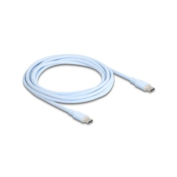 Delock USB-Kabel C-C, 2.5m, Silikon Kabel, blau, USB 2.0, 60W, PD 3.0 Delock USB-Kabel C-C, 2.5m, Silikon Kabel, blau, USB 2.0, 60W, PD 3.0