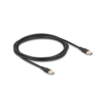 Delock USB-Kabel C-C, 2.5m, Silikon Kabel, schwarz, USB 2.0, 60W, PD 3.0 Delock USB-Kabel C-C, 2.5m, Silikon Kabel, schwarz, USB 2.0, 60W, PD 3.0
