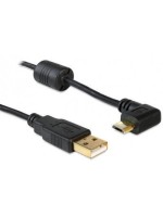 USB2.0 Micro-cable,1m, A-MicroB, black , Micro-B Stecker 90° nach rechts gewinkelt
