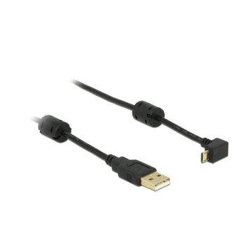 USB2.0 Micro-Kabel,1m, A-MicroB, Schwarz, 90° nach unten gewinkelt