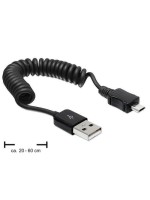 USB2.0 Micro-cable, 60cm, A-MicroB, black , with Spiralcable