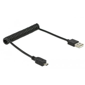 USB2.0 Micro-Kabel, 60cm, A-MicroB, Schwarz, mit Spiralkabel