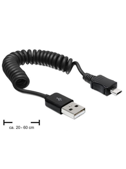 Delock Câble spiralé USB 2.0 USB A - Micro-USB B 0.6 m