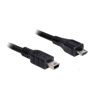 USB2.0 Micro-Kabel, 1m, Mini-B - Micro-B, male-male, schwarz, doppelt geschirmt