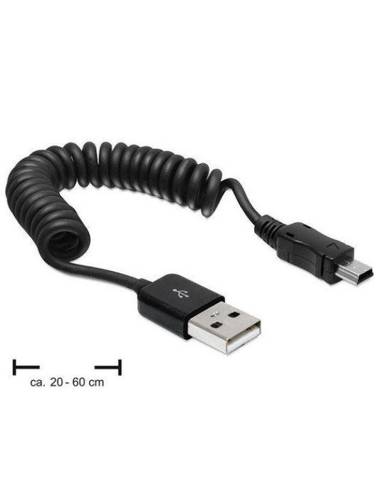 Delock Câble spiralé USB 2.0 USB A - Mini-USB B 0.6 m