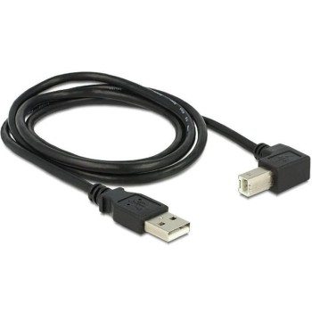 USB2.0-Kabel A-B: 1m, schwarz, USB-B Seite 90°gewinkelt