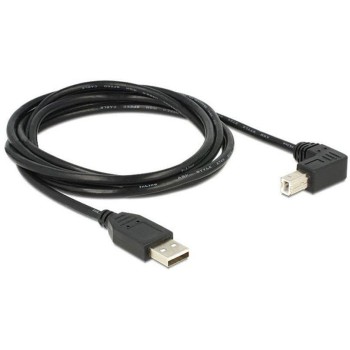 USB2.0-Kabel A-B: 2m, schwarz, USB-B Seite 90°gewinkelt