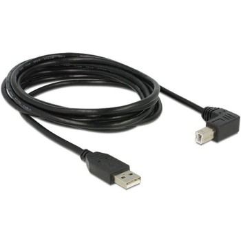 USB2.0-Kabel A-B: 3m, schwarz, USB-B Seite 90°gewinkelt