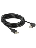 USB2.0-cable A-B: 5m, black , USB-B Seite 90°gewinkelt