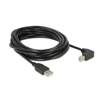 USB2.0-Kabel A-B: 5m, schwarz, USB-B Seite 90°gewinkelt