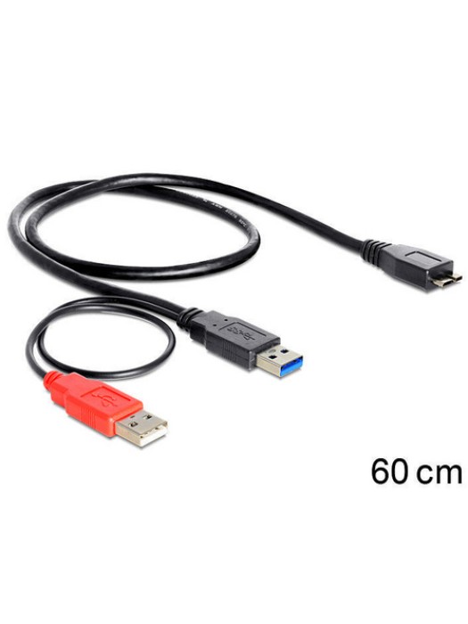 Delock Câble en Y USB 3.0 USB A - Micro-USB B 0.6 m