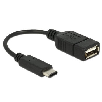 USB2.0-Adapterkabel A-C, 15cm, schwarz, max. 480Mbps, A-Buchse - Typ-C Stecker