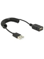 USB2.0 Verlängerungscable A-A, black , Spiralcable, 20-60cm