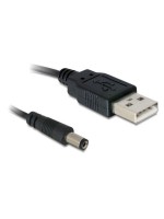 USB2.0-Stromkabel A-5VOLT, 1m, schwarz, Hohlstecker 5.5mm/2.1mm gerade